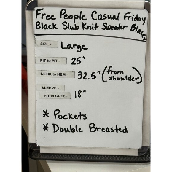 Free People Casual Friday Black Slub Knit Longline Sweater Blazer Size Large - Picture 10 of 10